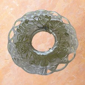 Vintage floral sterling silver overlay on clear glass collectible plate